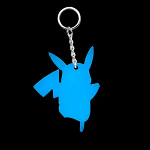 Gantungan kunci bening bercahaya ramah lingkungan Logo kustom gantungan kunci akrilik Resin epoksi Anime gantungan kunci hologram pesona neon