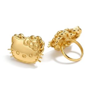 Anello UWIN personalizzato a forma di pepita HK in acciaio inossidabile placcato oro PVD, anello resistente con carattere per donna, misura regolabile, anello a forma di gatto - Product Image 6