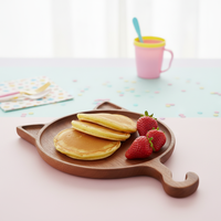 Assiette de petit-déjeuner en bois massif écologique en forme de chat, planche de service décorative réutilisable avec poignée en queue de chat pour les amoureux des chats