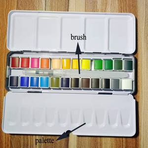 Art fornisce profesional aquarelle 24 colore scatola di ferro confezione acquerello vernice set con un pennello - Product Image 2