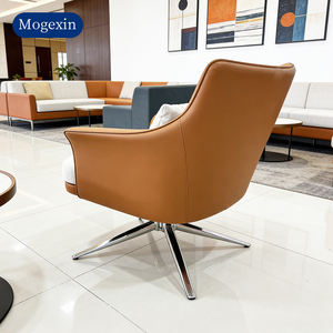 Modern High End Genuine Leather Swivel Accent <b>Chair</b> with Metal <b>Legs</b>-Office Lounge & Leisure <b>Chair</b> - Product Image 3
