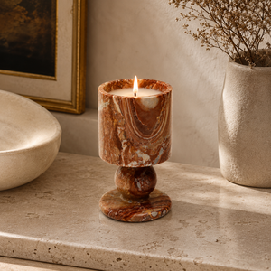 Portavelas de Mármol Rojo Monica de NANWEI, Base Esférica de Piedra Natural con Vetas de Vino, Soporte Individual para Velas de Té para <span class=keywords><strong>Hotel</strong></span> - Product Image 6