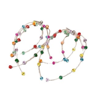 Boucles d'oreilles pendantes à pampilles en cristal coloré pour femmes, bijoux tendance pour les fêtes - Product Image 1