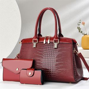 Luxury Gold Color Tote Bag Purse Set 3PCS Woman Leather Handbags for Wedding Party Birthday - Product Image 1