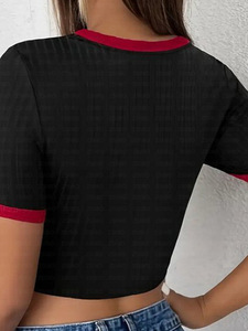 T-shirt da <span class=keywords><strong>Donna</strong></span> Leggera con Ricamo a <span class=keywords><strong>Ragno</strong></span> e Decorazione Cartoon, Top Corto a Maniche Corte - Product Image 5