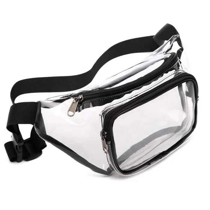 Wholesale fashion adjustable transparent PVC waist bag clear fanny pack for women