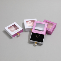 Boîte cadeau coulissante en PVC pour bijoux, colliers, boucles d'oreilles, pendentifs, avec poignée en cristal et logo personnalisé