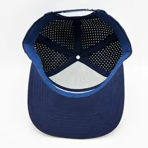 Chapéu de praia azul marinho para surf, boné de beisebol esportivo com 6 painéis, gorras de borracha personalizadas em PVC, bonés de golfe para caminhoneiros