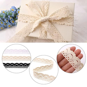 Nastro in pizzo ricamato beige ecologico in cotone, passamaneria <span class=keywords><strong>all</strong></span>'<span class=keywords><strong>uncinetto</strong></span> per cucito, abbigliamento, confezioni regalo, accessori per capelli, cappelli, tessuti per la casa, scarpe - Product Image 3