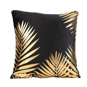 Black Gold Stamping Cushion <strong>Cover</strong> Home <strong>Sofa</strong> Car Decoration Plant Leaves Geometric <strong>Throw</strong> Pillow <strong>Cover</strong> - Product Image 2