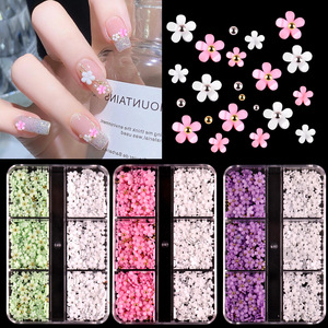 6 Grilles 3D Acrylique <span class=keywords><strong>Fleur</strong></span> Nail Pièces Décoration Mixte Acier Perles Gemmes Charmes Kawaii Nail Supplies Nail 3D Accessory Kit - Product Image 2