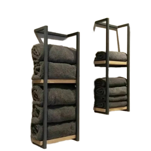 Luxury Double-Tiered Folding Metal Towel Rack Standing Type Wall-Mounted Multifunction Bathroom Blanket Storage <b>Shelf</b> - Product Image 1