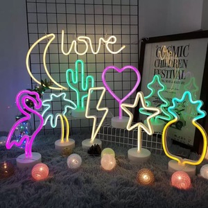Động Vật Flamingo Unicorn Dứa Cây Cọ Thư Trang Trí Đèn Tùy Chỉnh LED Night Light Pin Vòng Cơ Sở Đèn Neon - Product Image 3