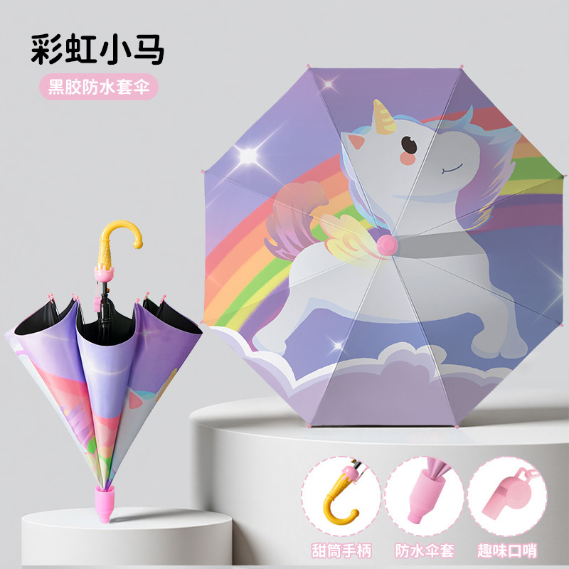 Coque étanche poney arc-en-ciel colle noire