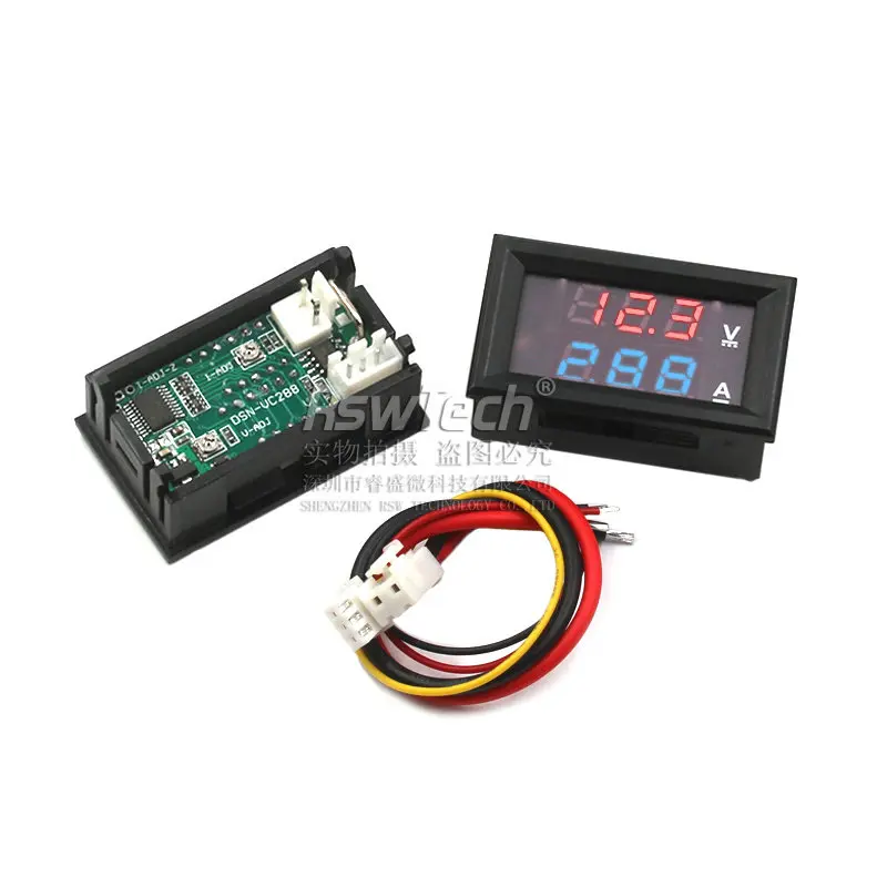 DC 200V 10A Voltage Current Meter Power Supply Red Blue Dual Display 0.28 Inch Digital DC 4 Bit 5 Wires Voltmeter Ammeter