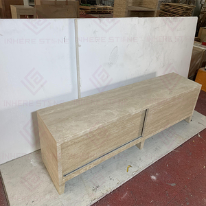Mueble de TV Moderno y Ecológico de Lujo, Estilo Italiano, en Travertino Beige, con Almacenamiento para Sala de Estar, Hotel y Apartamento - Product Image 5