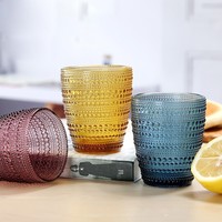Juego de Vasos de Vidrio Coloridos con Diseño de Perlas en Relieve, Hechos a Mano, Reutilizables para el Hogar, Bar o Cafetería