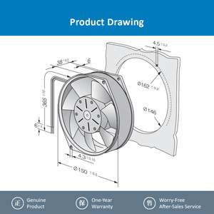 Ventilador Axial de Gran Tamaño ebm-papst 7114N 24V DC, Ventilador de Ventilación para Equipos Industriales de 172 mm - Product Image 4