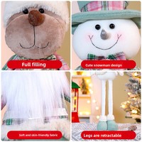 Nouvelles décorations de Noël transfrontalières en tissu, figurines télescopiques de dessins animés : Père Noël, Bonhomme de neige, Renne, longues poupées