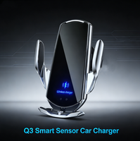 Chargeur de voiture sans fil universel intelligent Q3 à charge rapide 15W avec capteur, certifié CE FCC, pour iPhone, à fixer sur grille d'aération