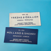 Étiquette tissée plate en polyester doux personnalisée de qualité supérieure, découpée à l'échelle ultrasonique, imprimée sur satin, pour vêtements