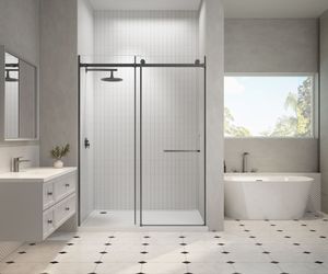 <span class=keywords><strong>Puerta</strong></span> de <span class=keywords><strong>Ducha</strong></span> Corredera Doble sin Marco con Cierre Suave, Vidrio Templado, Herrajes de Acero Inoxidable 304, <span class=keywords><strong>Mampara</strong></span> de <span class=keywords><strong>Ducha</strong></span> para Baño - Product Image 1