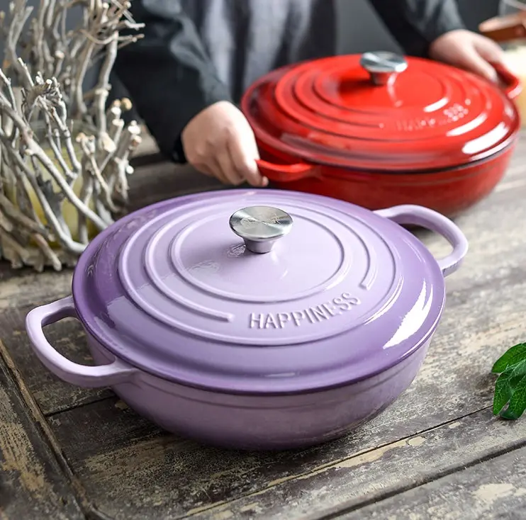 Newly Launched Candy Color Enameled Cast Iron Pot Cast Iron Enamel Pot Enamel Cast Iron Saucepan Pot With Lid