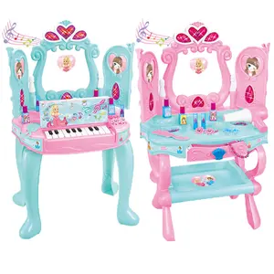 2022NEU Kunststoff-Toiletten tisch Klavier leichte Musik Make-up Kinder Set Spielzeug für Mädchen so tun, als ob sie spielen