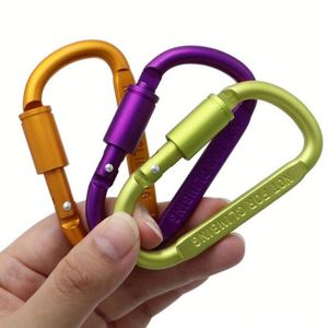 Custom Logo Aluminum D Shape Locking Carabiner Keychain Screw Gate Snap <b>Hook</b> <b>Clip</b> for Outdoor Event Giveaways - Product Image 3