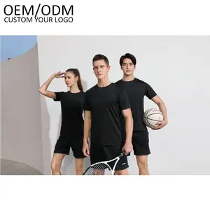 Camiseta de cuello redondo de secado rápido de seda helada de verano personalizada maratón deportes reunión hombres y mujeres de manga corta impresa lo