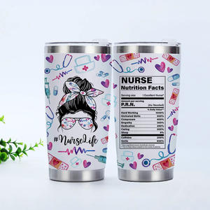 Mug isotherme en acier inoxydable de 20 oz, avec inscriptions « Nurse Life Nutritional Facts », cadeau pour infirmières. - Product Image 1