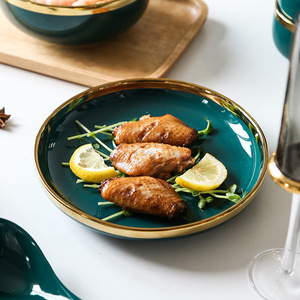 <span class=keywords><strong>Set</strong></span> di <span class=keywords><strong>Piatti</strong></span> e Ciotole di Lusso in Stile Nordico con Bordo Dorato per 2-8 Persone, Stoviglie per Casa con Ciotole per Riso, Zuppa e Verdure - Product Image 4