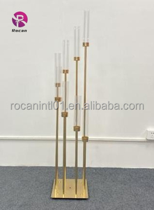 Candelabro a 10 Bracci Portacandele Dorato Lucido per Centrotavola Matrimoniali Decorazione Luminosa - Product Image 4