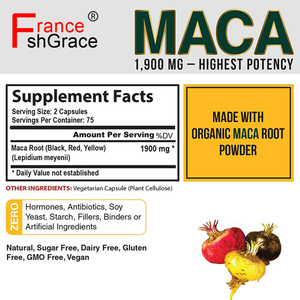 Fabricant de compléments alimentaires à base de maca en marque privée, extrait de racine de maca 1900 mg pour soutenir l'énergie, 150 capsules de racine de maca pour hommes - Product Image 3