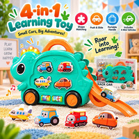 Voiture jouet personnalisée dinosaure avec piste de rangement, lumières, sons, conduite simulée, glissement inertiel, véhicule éducatif pour tout-petits