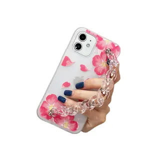 Flexible TPU-Telefon hülle Kunststoff Short Clear Chain Flower Mobile Rückseite Transparente Abdeckungen für Mädchen