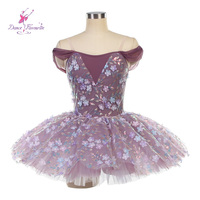 26250 Dance Favourite Costume de danse Tutu de ballet à manches courtes Mauve poussiéreux Costume de scène Tutu