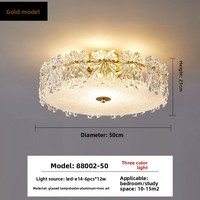 Plafonnier LED de style français avec cadre en fer et abat-jour en verre, avec interrupteur à intensité variable pour salon
