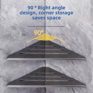 Étagère de salle de bain triangulaire en acier inoxydable à fixation murale, à un seul niveau, finition polie, organisateur gain de place pour la zone de douche - Product Image 6