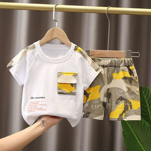 2025 garçons série 2 pièces ensemble coton T-Shirt et couleur Shorts vêtements décontractés pour enfants <span class=keywords><strong>saison</strong></span> automne commande minimum 2 pièces - Product Image 6