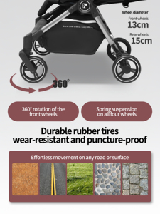 Cochecito <span class=keywords><strong>de</strong></span> Bebé Ligero para Viajes en Avión, Plegable con una <span class=keywords><strong>Mano</strong></span>, con Asiento Reversible - Product Image 6