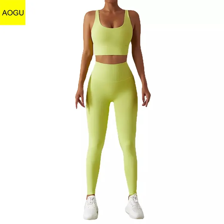 Sıcak satış dört yönlü streç egzersiz kıyafeti Lady spor spor kalça kaldırma Yoga aktif giyim kadınlar kızlar için Activewear setleri 15 gün