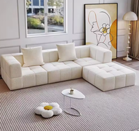 Canapé modulaire sectionnel carré à une place, revêtement en tissu, rembourrage en éponge - Canapé en forme de L compressé sous vide pour salon moderne