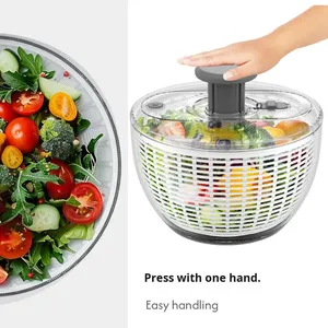 Escurridor de Ensaladas Giratorio de Acero Inoxidable |   Limpiador Portátil de Lechuga y Vegetales |   Lavador de Frutas con Colador y Tazón de Lavado - Product Image 1