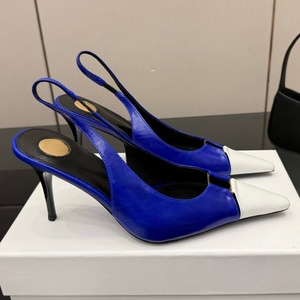 Summer Women's <b>Pointed</b> Toe High Heel Sandals Luxury Fashion Casual Sandals High Quality Genuine Leather Breathable High Heels - Product Image 1