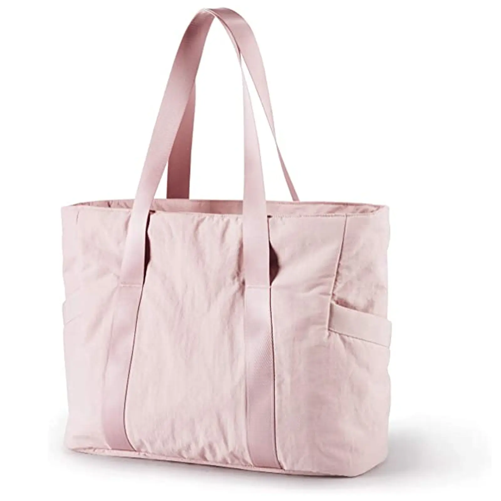 حقائب قماشية عالية الجودة رخيصة الثمن لون زهري سعة كبيرة بشعار مخصص للنساء الفتيات الترفيه اليومي