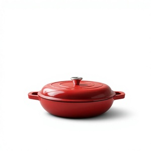 Marmite à fruits de mer <span class=keywords><strong>en</strong></span> <span class=keywords><strong>fonte</strong></span> émaillée de 30 cm |   Casserole plate <span class=keywords><strong>en</strong></span> <span class=keywords><strong>fonte</strong></span> avec couvercle |   Ustensiles de cuisine robustes compatibles induction - Product Image 6