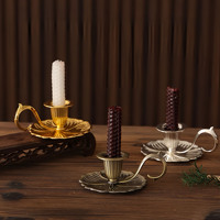 Support de bougie électroplaqué de style antique avec plateau à poignée pour mariage, événement, décoration intérieure