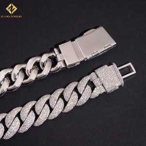 Precio Mayorista Directo de Fábrica: Collar de Cadena Cubana de Moissanita, Plata 925 con Baño de Rodio, Joyería de Declaración Hip Hop para Hombre - Product Image 2