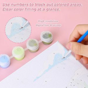 Cuadro de lienzo estirado para niños <span class=keywords><strong>con</strong></span> impresión digital Songwoo, pintura por números de zorro bebé y mariposas naranjas en <span class=keywords><strong>acuarela</strong></span> - Product Image 4